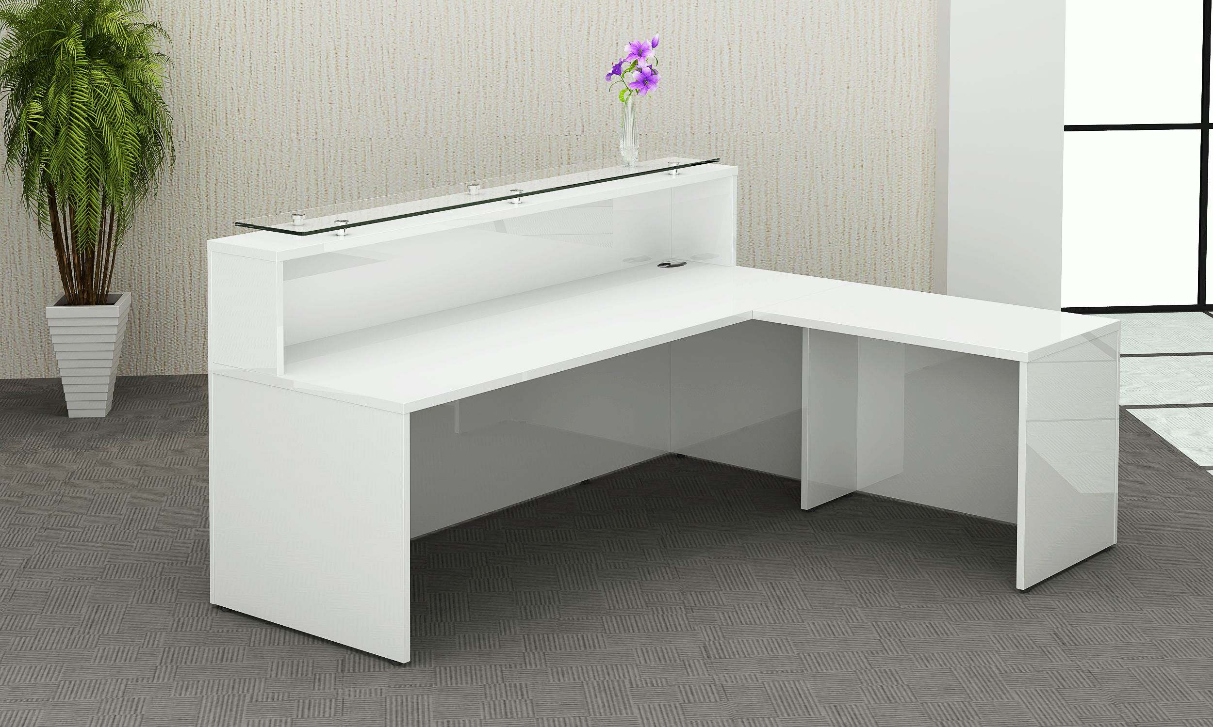 High gloss corner deals desk