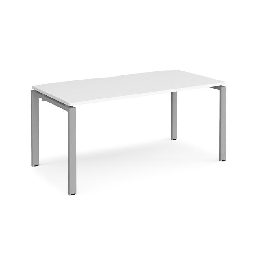 160cm x 80cm Workstation white with silver frame